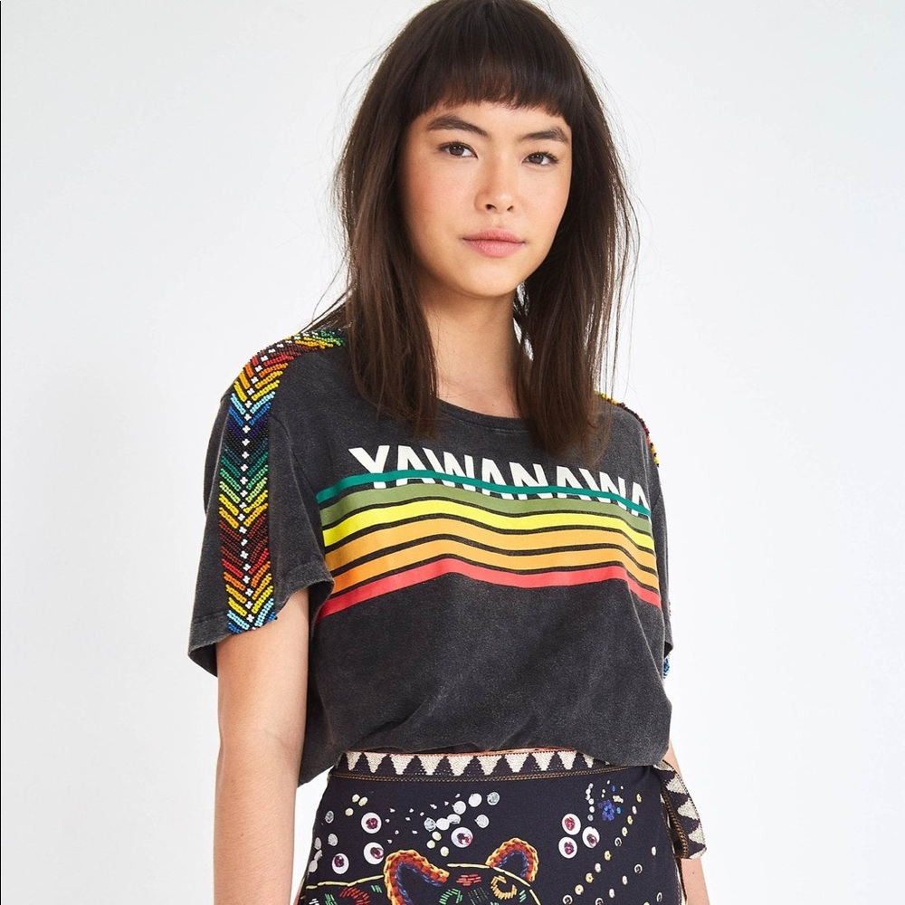 Farm Rio Yawanawa beaded t-shirt